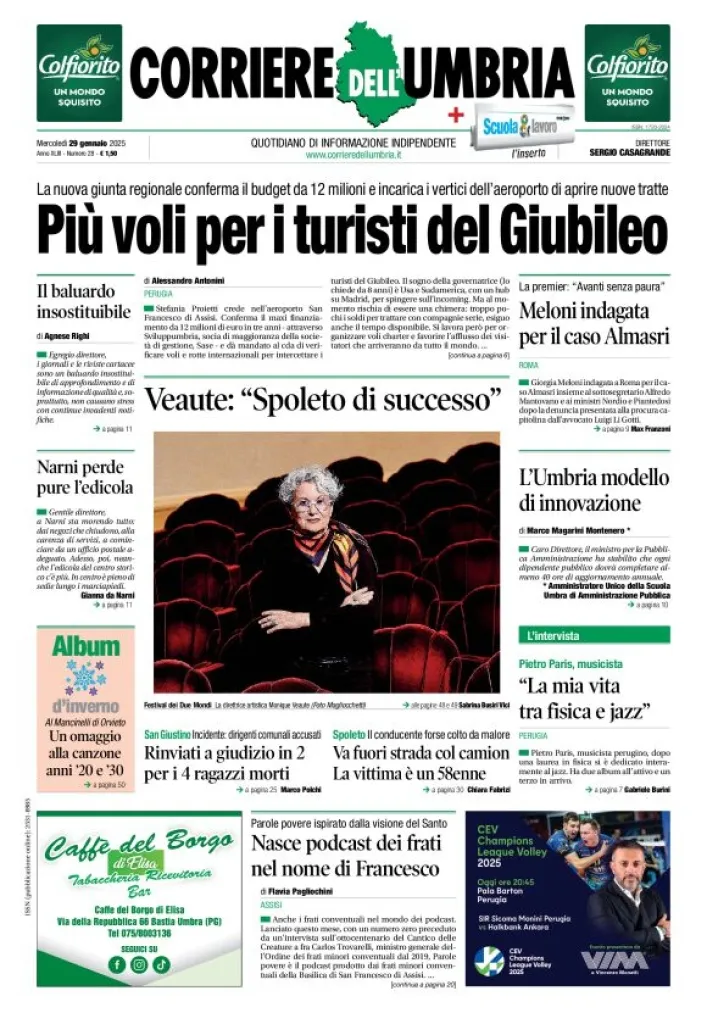 Prima-pagina-corriere umbria-del-2025-01-29